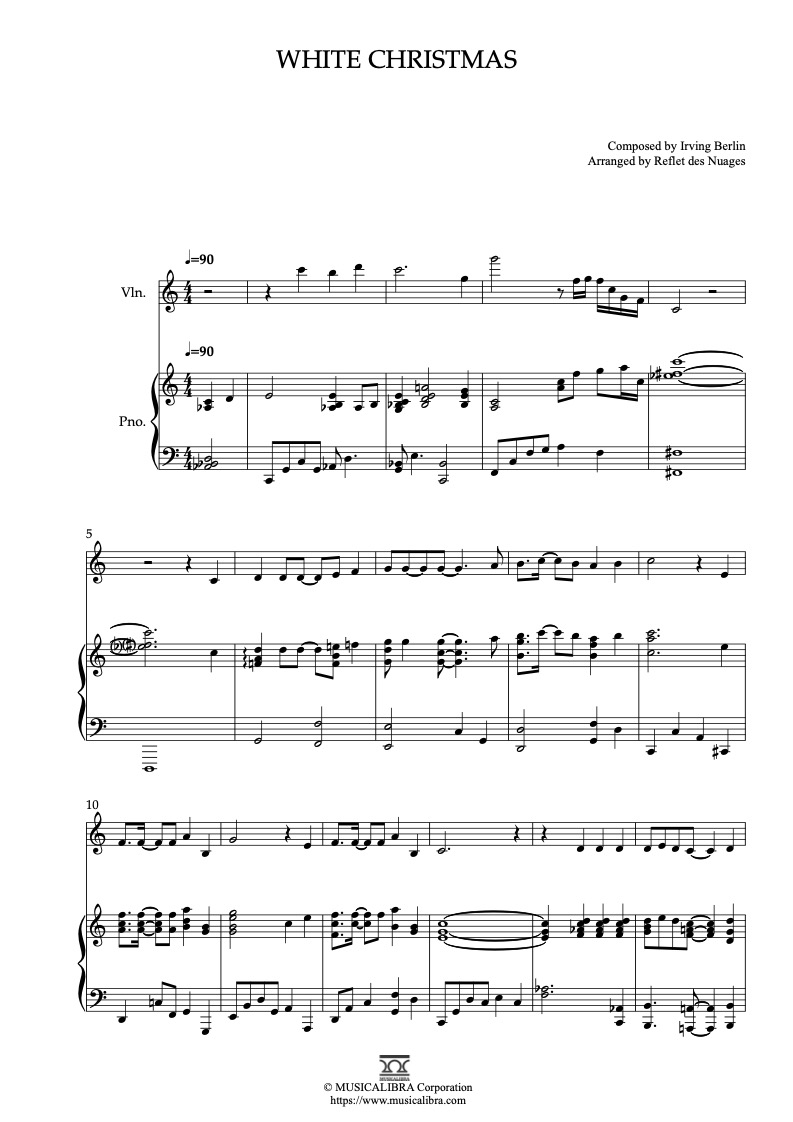 White Christmas 編曲楽譜 - ヴァイオリン、ピアノデュエット