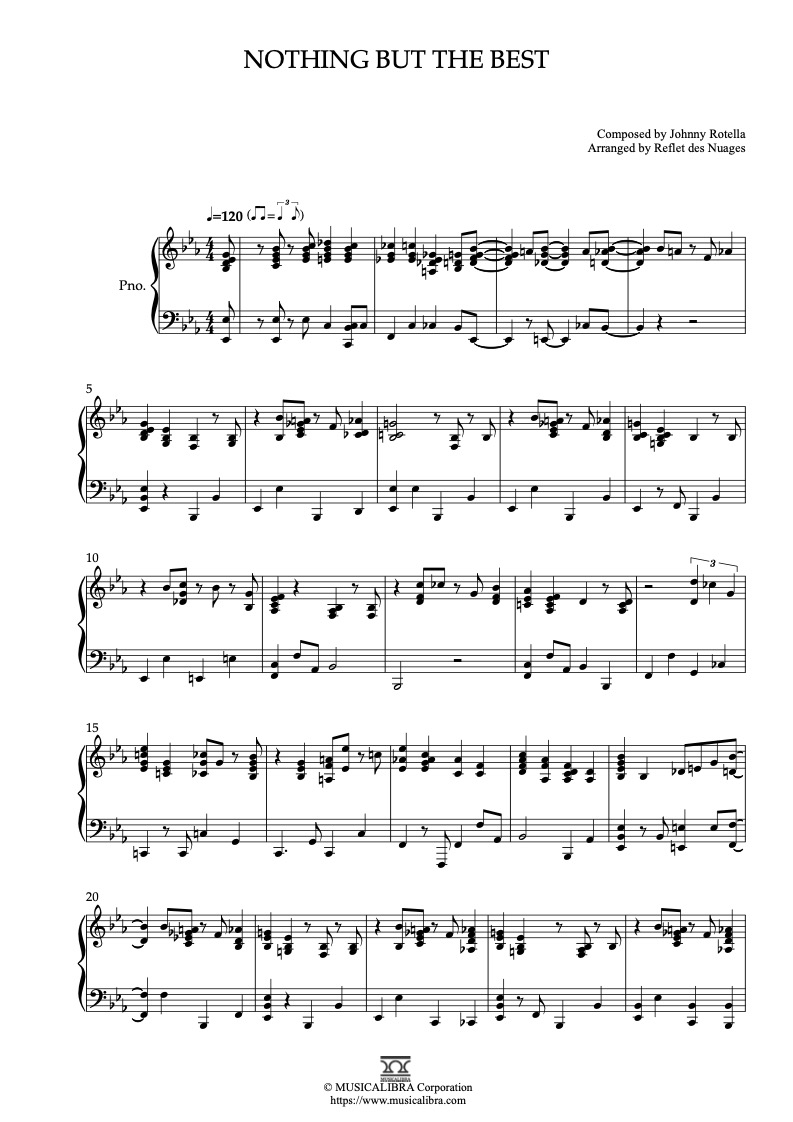 Partitura de Frank Sinatra Nothing but the Best arreglada para piano solo