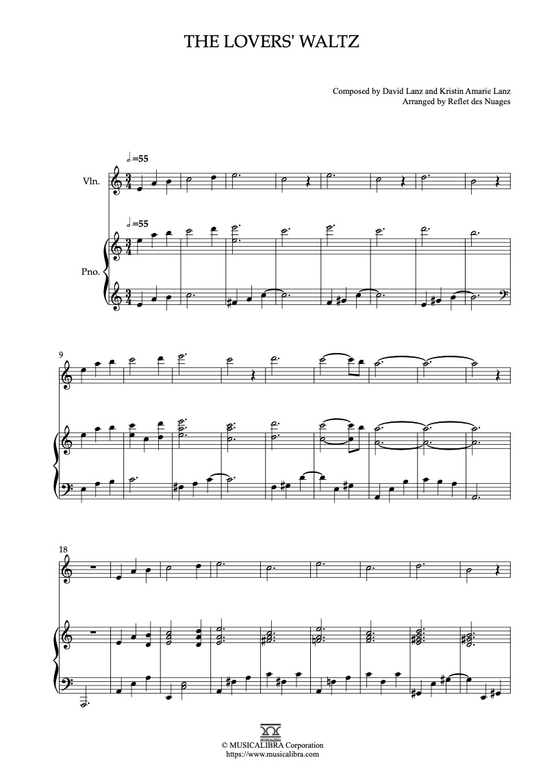 Jay Ungar & Molly Mason The Lovers' Waltz 編曲楽譜 - ヴァイオリン、チェロ、ピアノトリオ