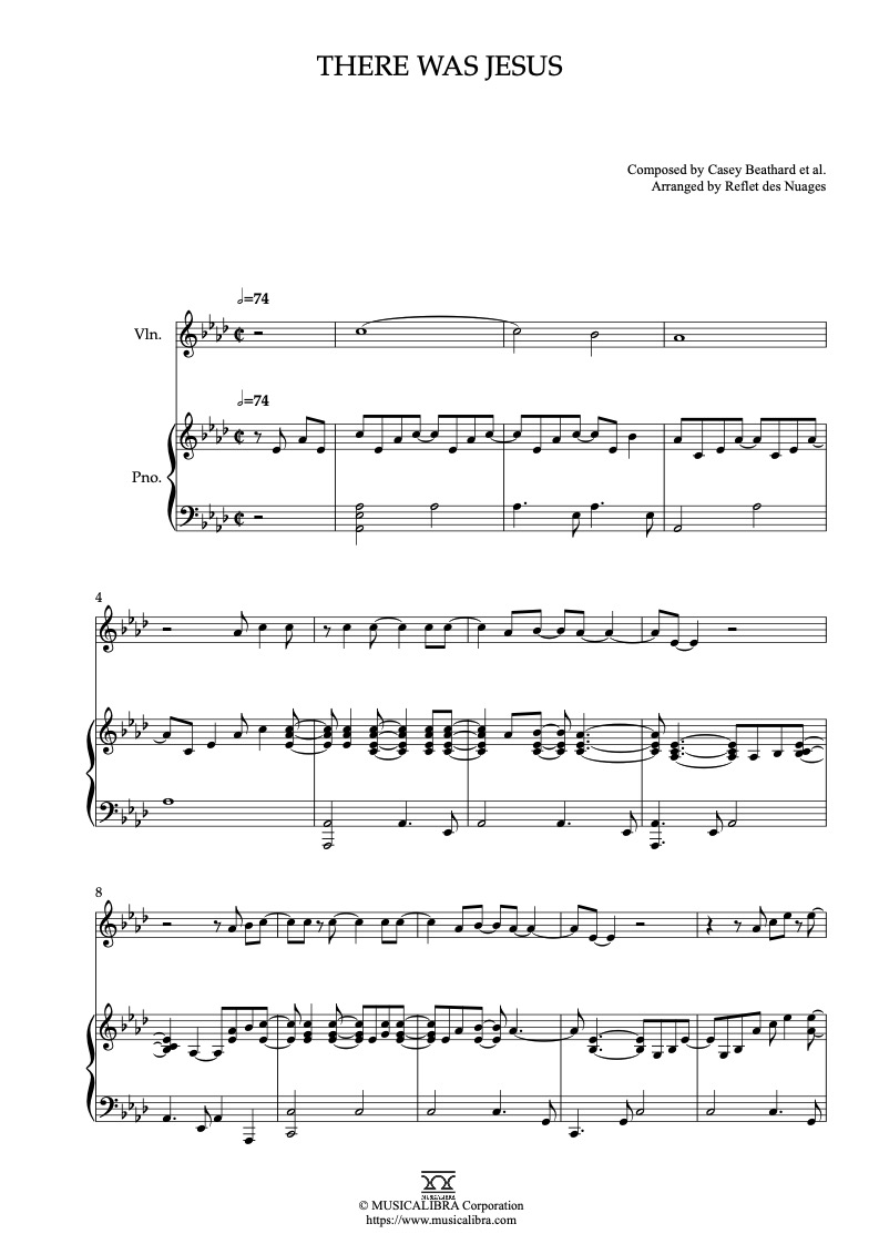 Partitura de There Was Jesus arreglada para dueto de violín y piano