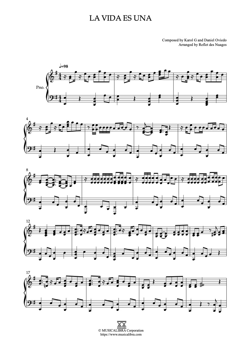 Partitura de Puss in Boots La vida es una arreglada para piano solo