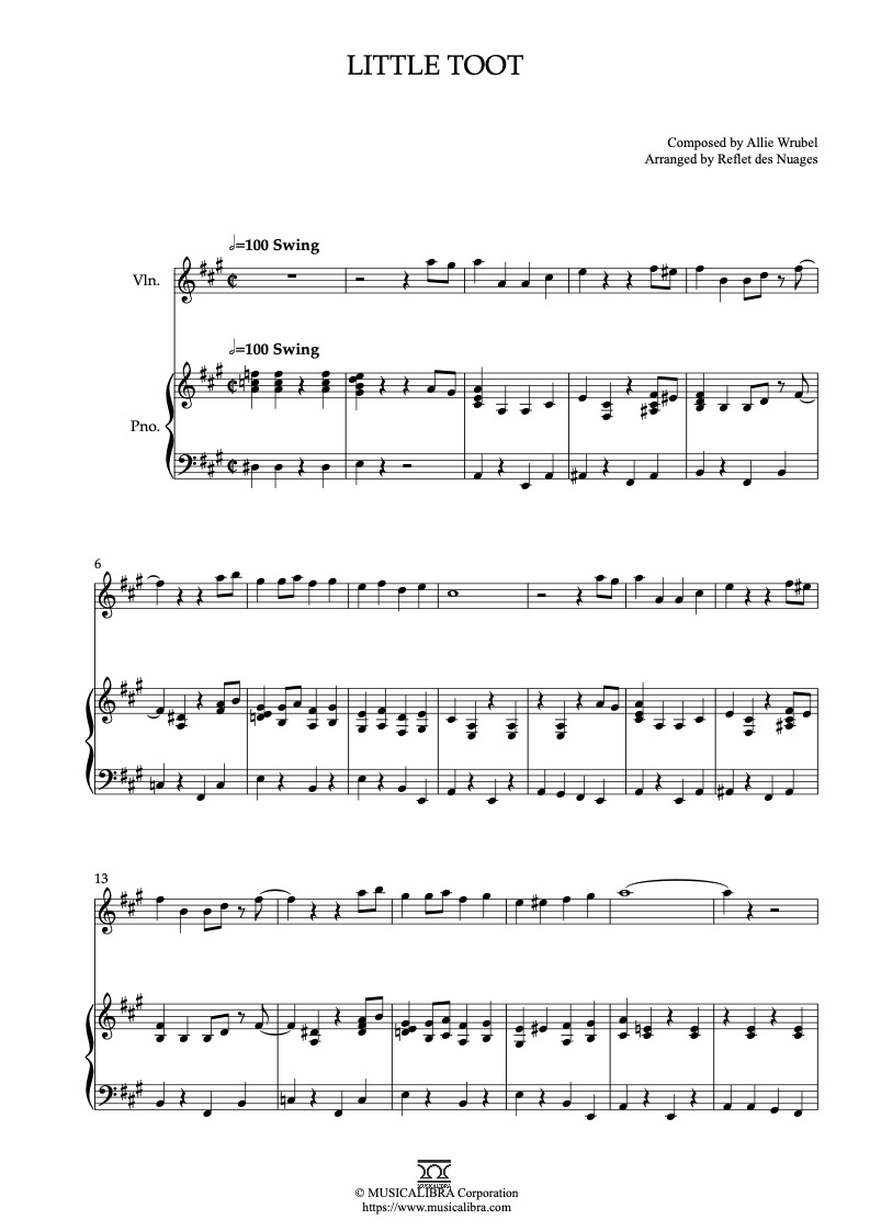 Melody Time Little Toot 二重奏 乐谱 - 小提琴, 钢琴