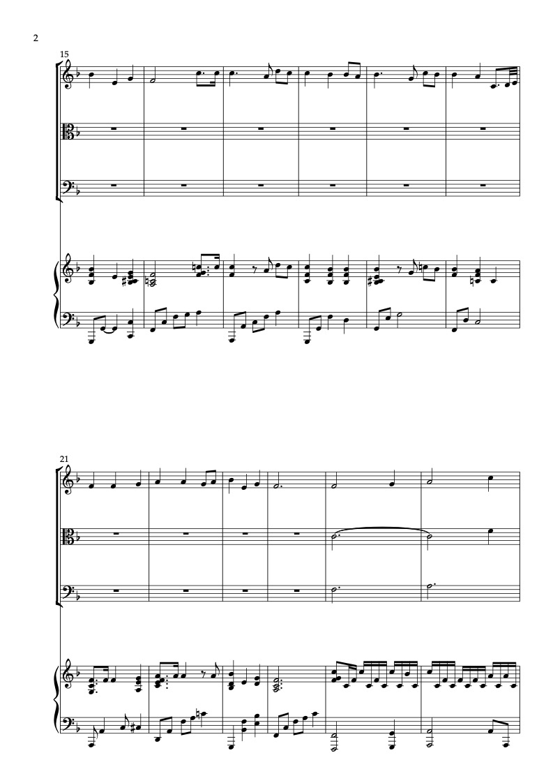 Partitura de O Tannenbaum arreglada para cuarteto de violín, viola, violonchelo y piano