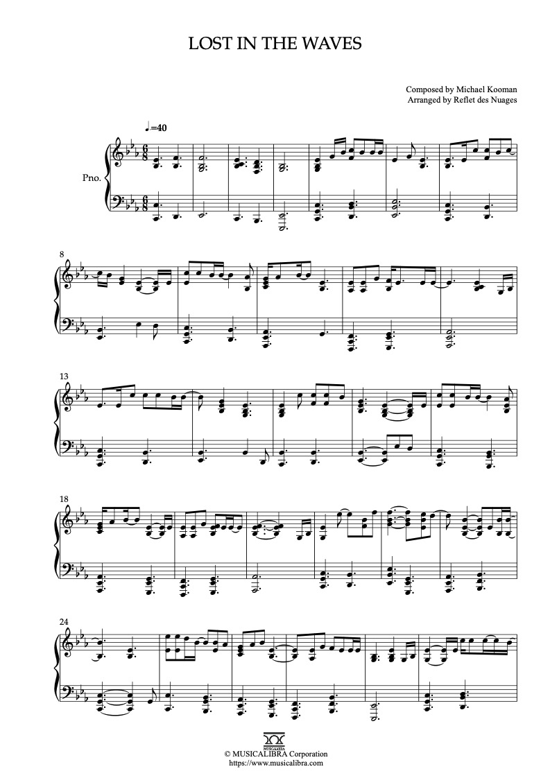 Kooman & Dimond Lost in the Waves ピアノソロ 編曲 楽譜