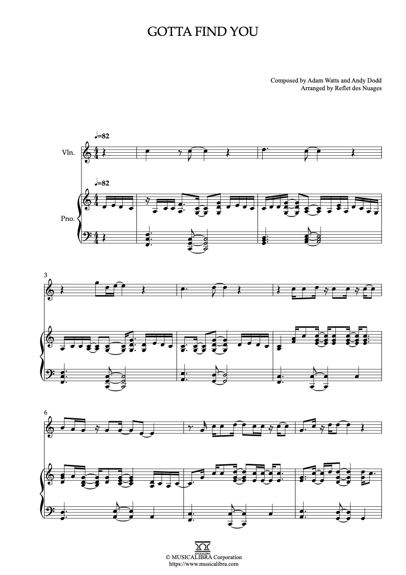 Camp Rock Gotta Find You 二重奏 乐谱 - 小提琴, 钢琴