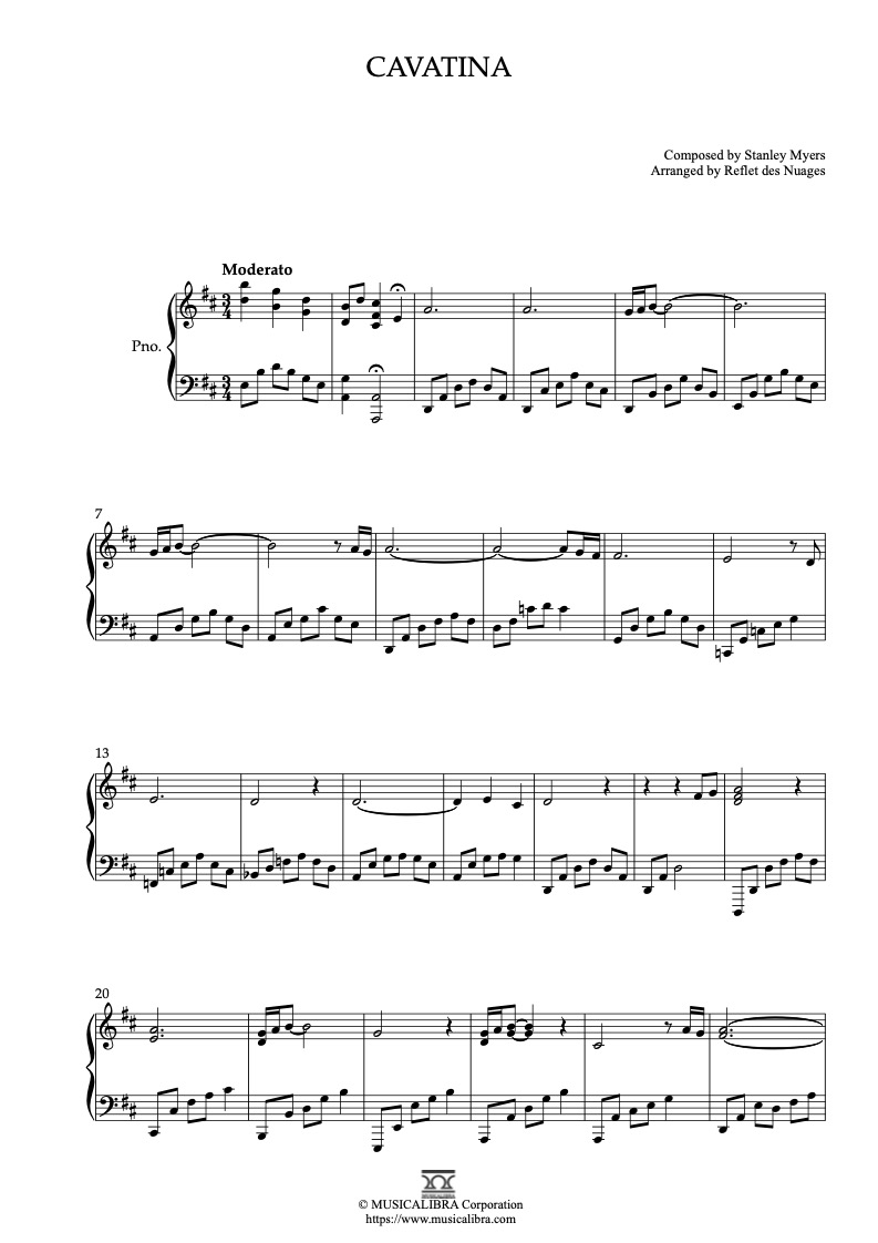 Cavatina 钢琴 独奏 乐谱