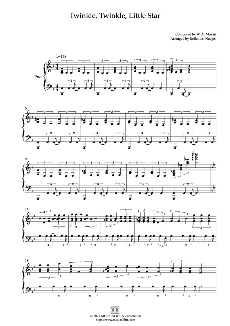 piano sheet music for beginners twinkle twinkle little star