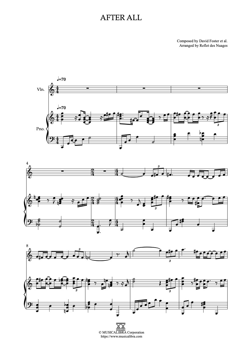 DUET SHEET MUSIC] After All - Violin and Piano Chamber Ensemble