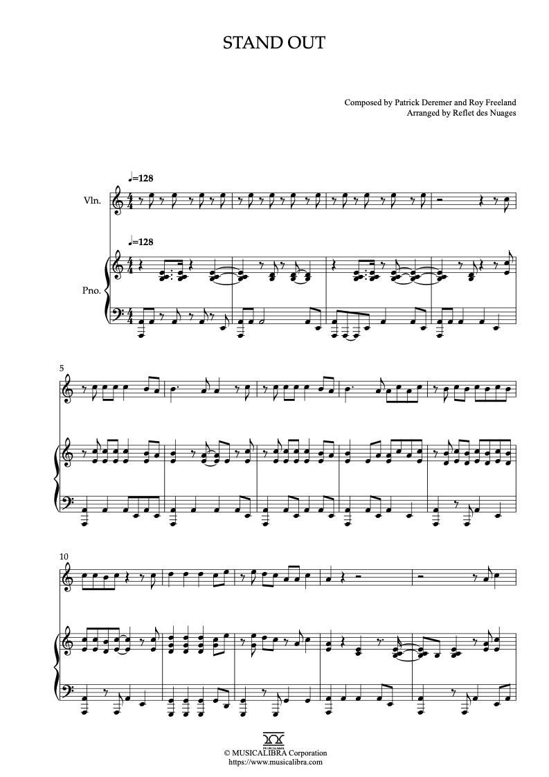 Partitura de A Goofy Movie Stand Out arreglada para dueto de violín y piano