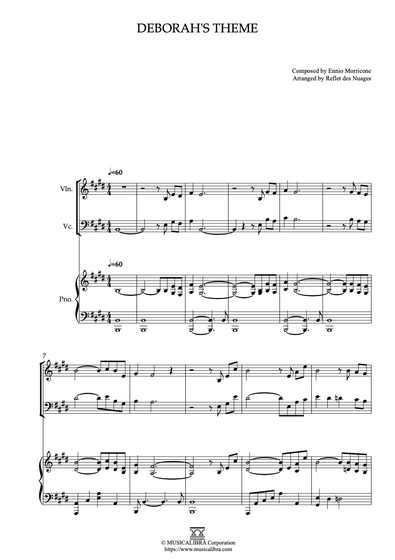 Once Upon a Time in America Deborah's Theme 三重奏 乐谱 - 小提琴, 大提琴, 钢琴