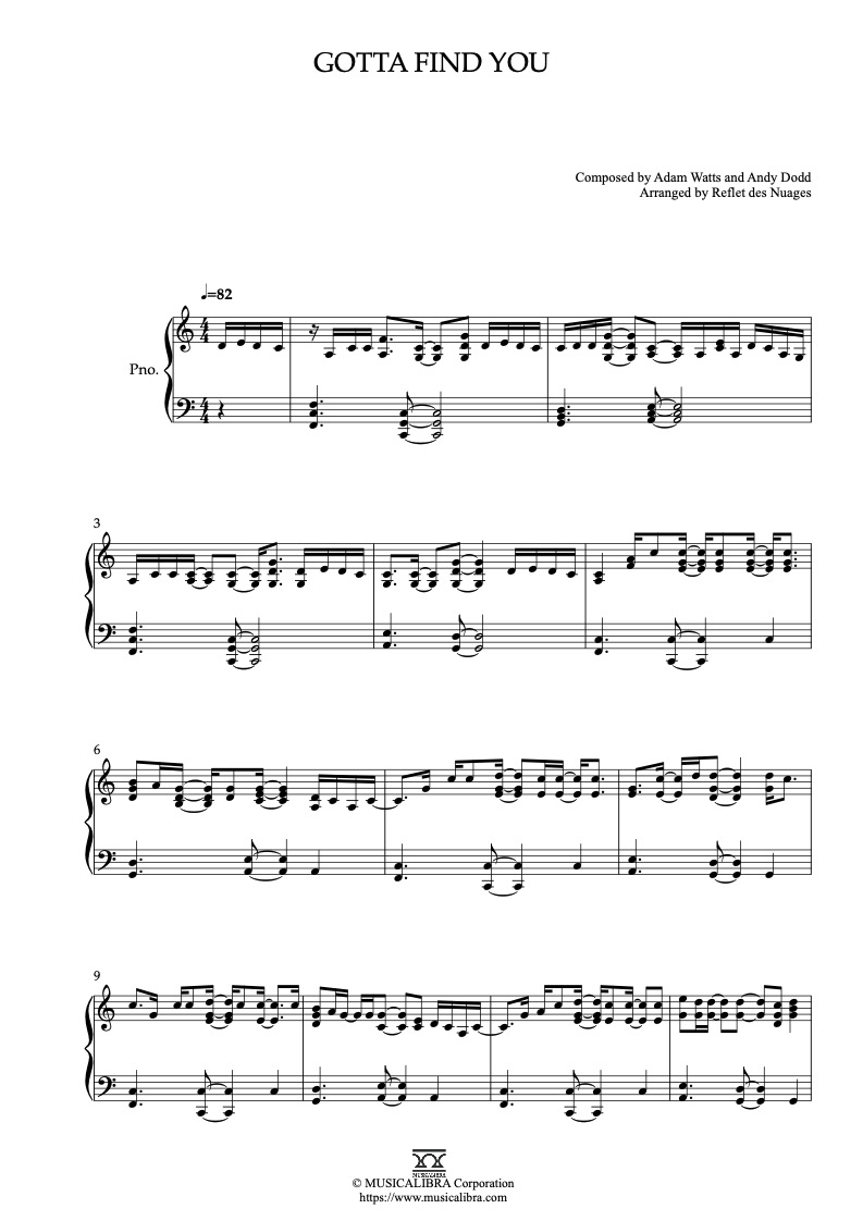 Sheet music of Camp Rock Gotta Find You arranged for piano solo preview page 1