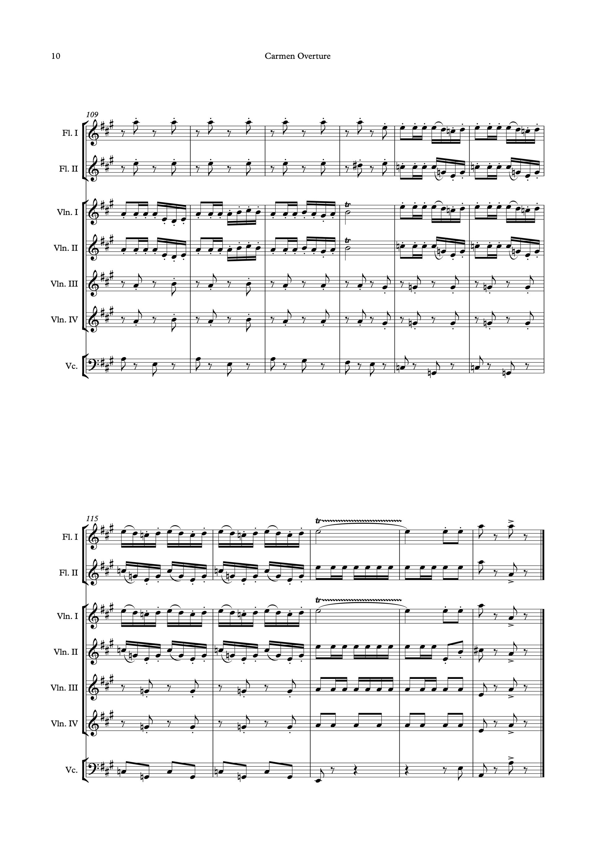 Sheet music of Bijet's Carmen Overture arranged for saxophone septet preview page 10