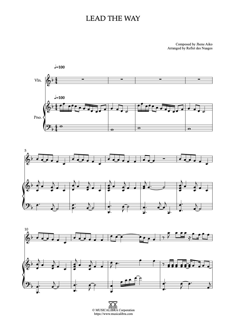 Partitura de Raya and the Last Dragon Lead the Way arreglada para dueto de violín y piano