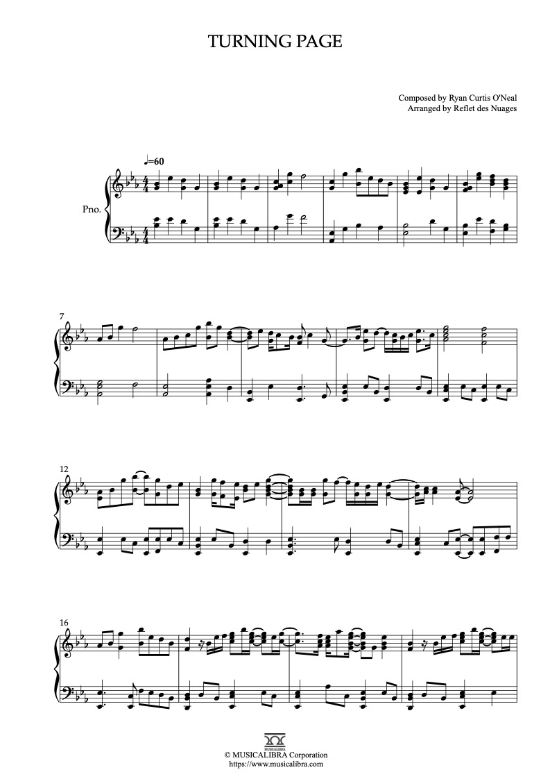 Sleeping at Last Turning Page 피아노 솔로 편곡 악보