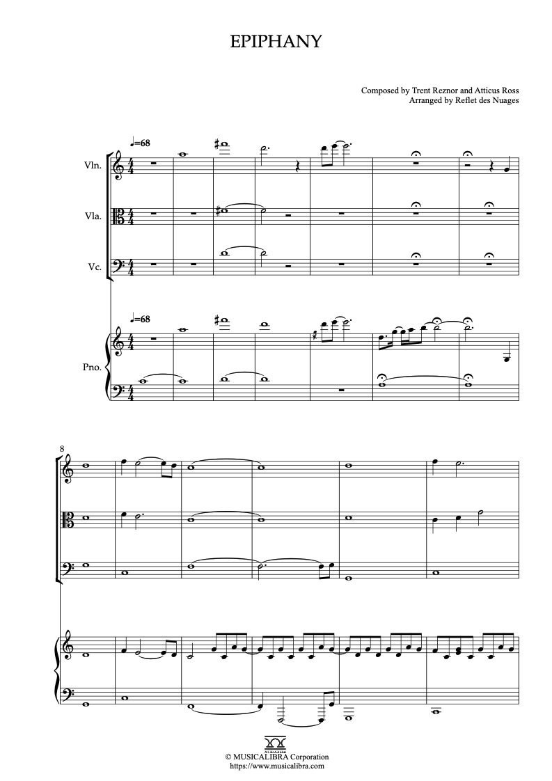 Partitura de Soul Epiphany arreglada para cuarteto de violín, viola, violonchelo y piano