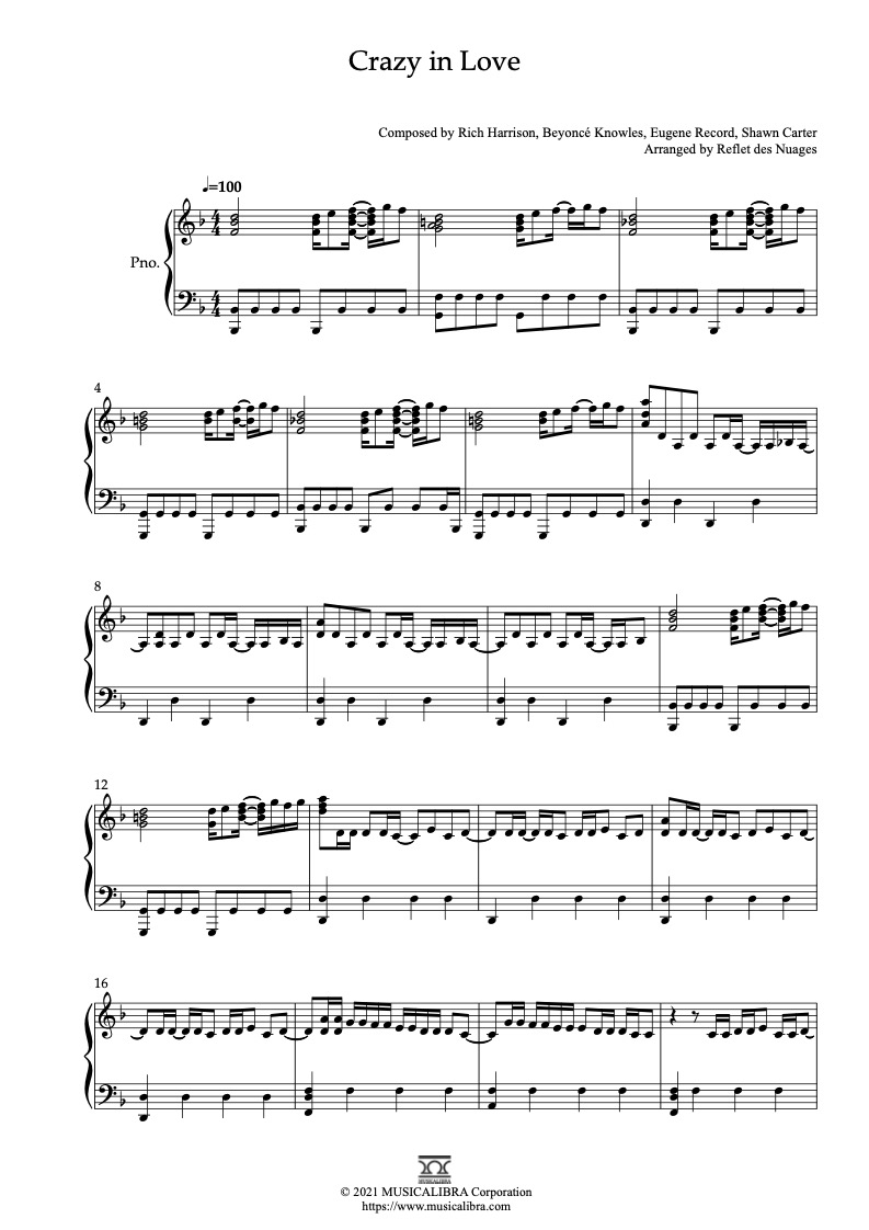 Beyonce - Crazy in Love Sheet music for Piano (Solo)