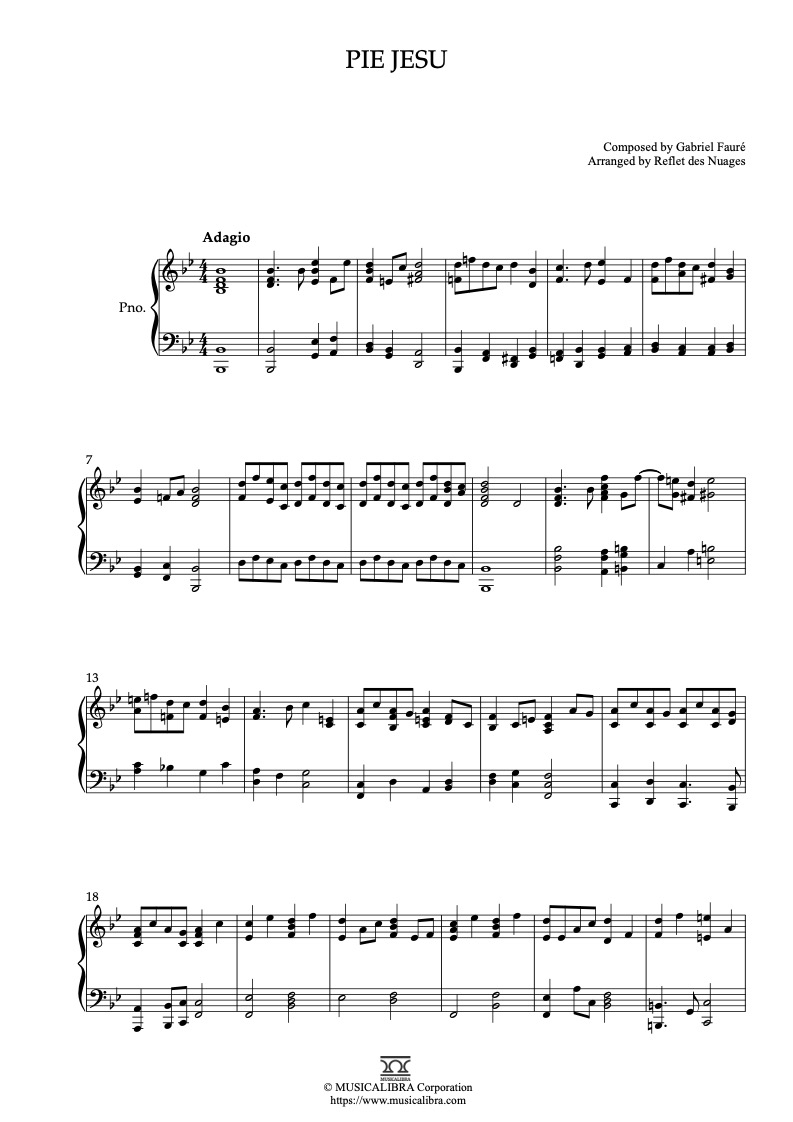 Pie Jesu 피아노 솔로 편곡 악보