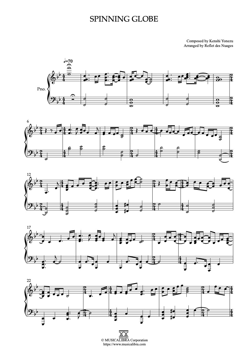 [PIANO SOLO SHEET MUSIC] Spinning Globe : Musicalibra