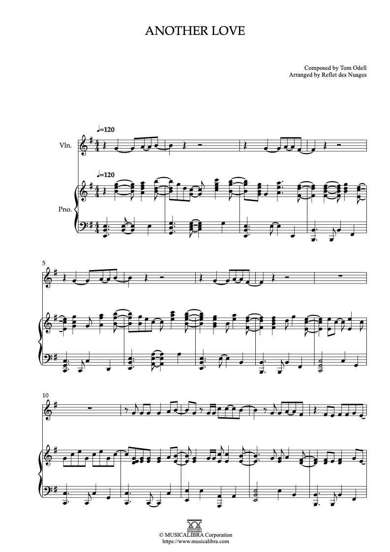 Another love – Tom Odell Sheet music for Piano (Solo) Easy