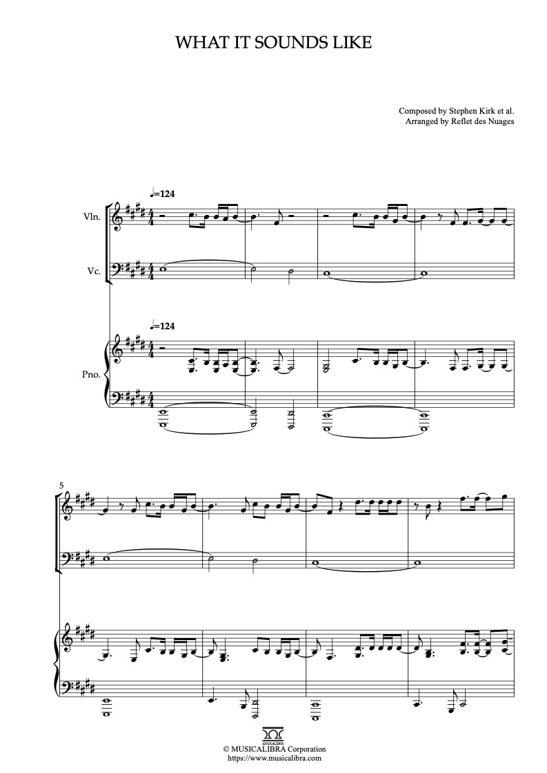 Partitura de KPop Demon Hunters What It Sounds Like arreglada para trío de violín, violonchelo y piano