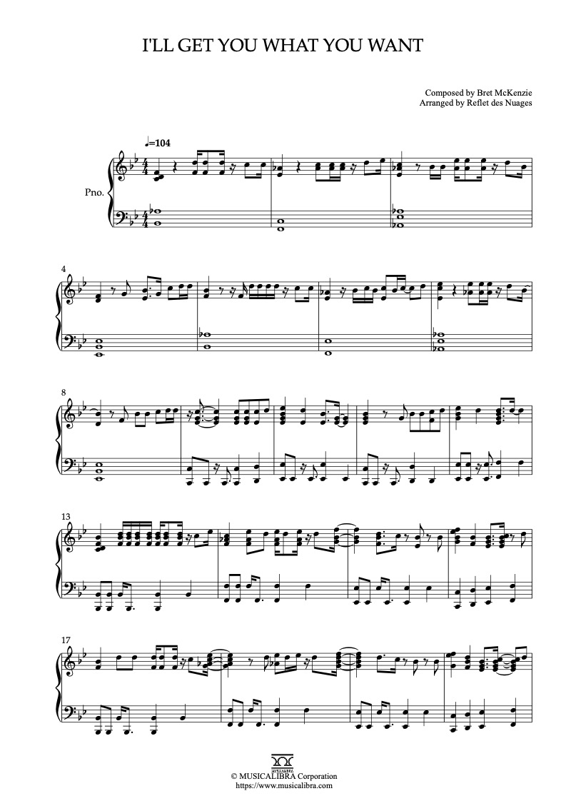 Sheet music of The Muppets I'll Get You What You Want arranged for piano solo preview page 1