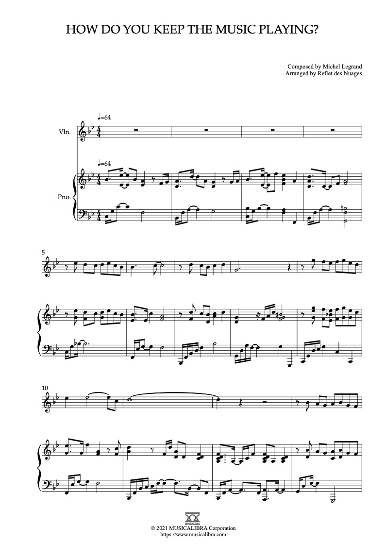 How Do You Keep the Music Playing? 바이올린 피아노 듀엣 악보