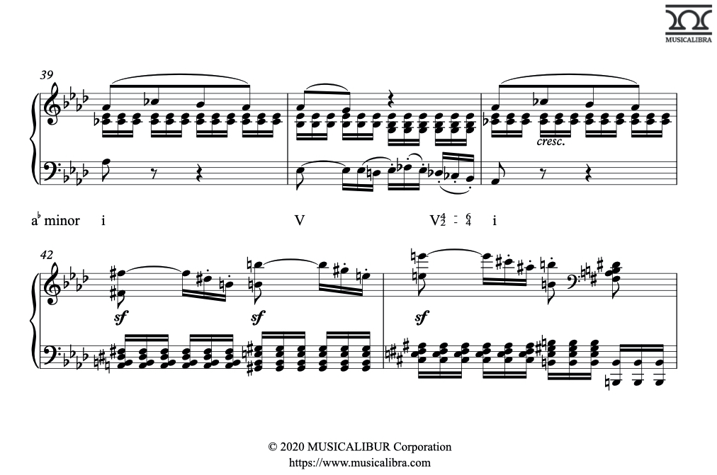 Answer of Harmonic Analysis Quiz about Chord Progression. i V V42 V64 i