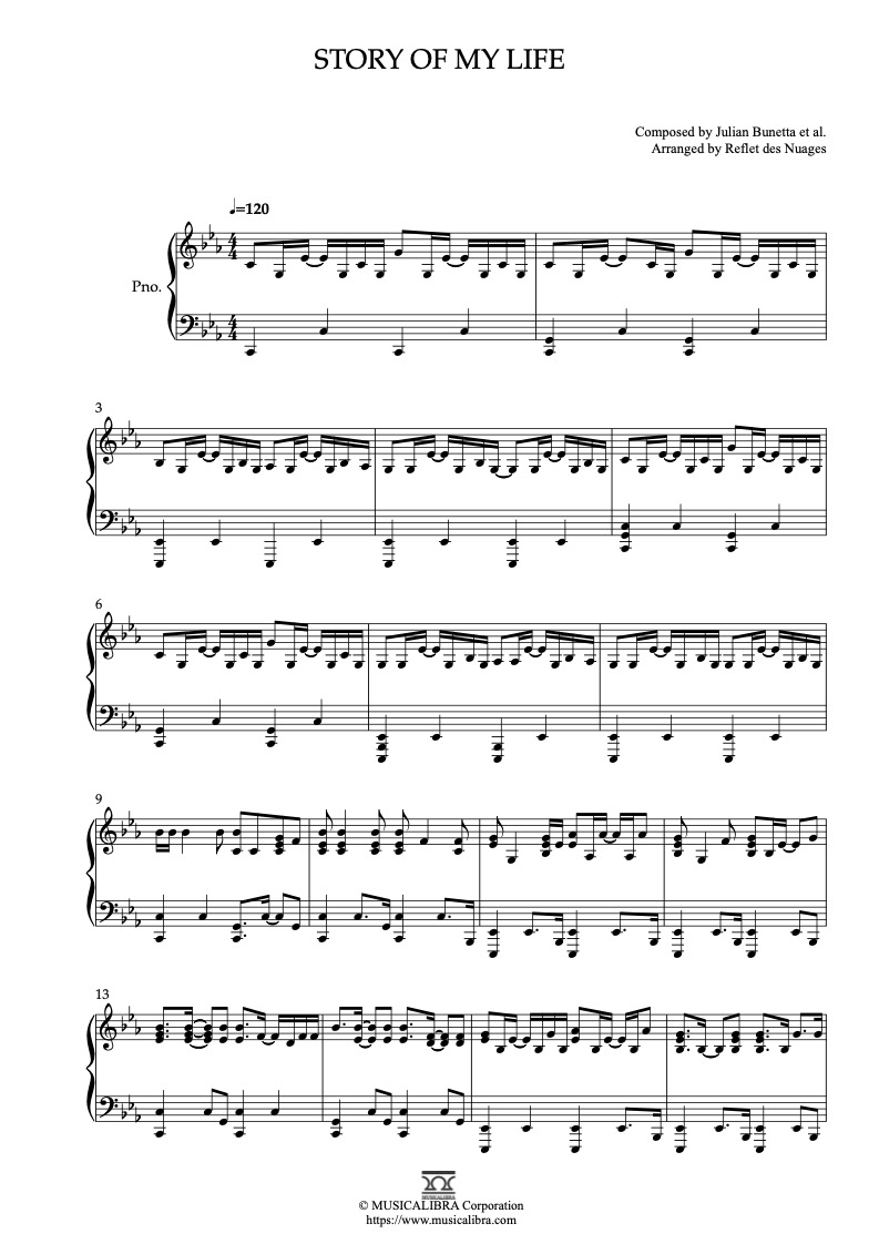 One Direction Story of My Life 鋼琴 獨奏 樂譜