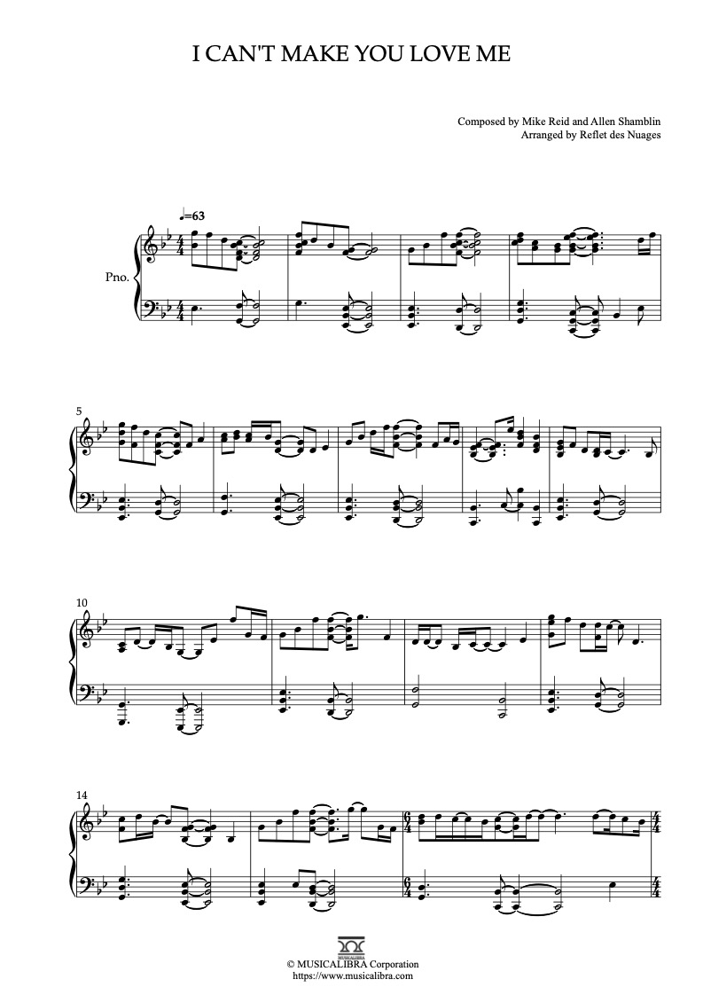I Can't Make You Love Me 钢琴 独奏 乐谱