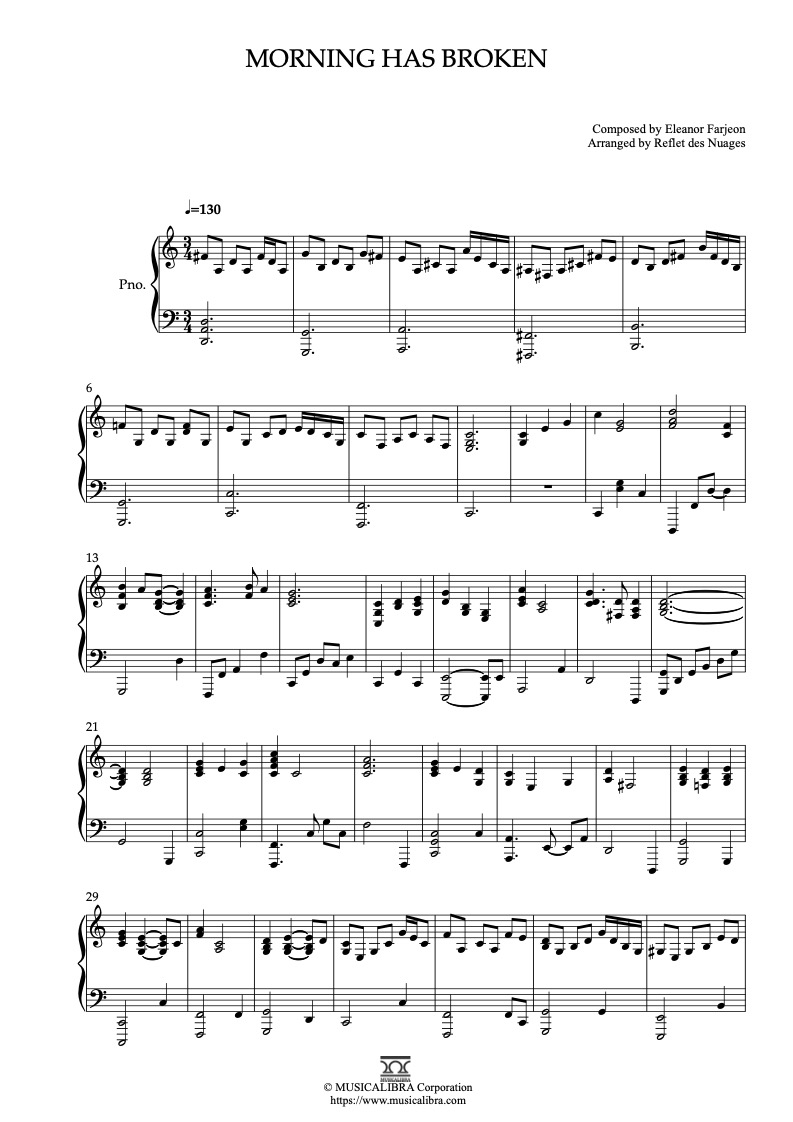 Cat Stevens Morning Has Broken 钢琴 独奏 乐谱