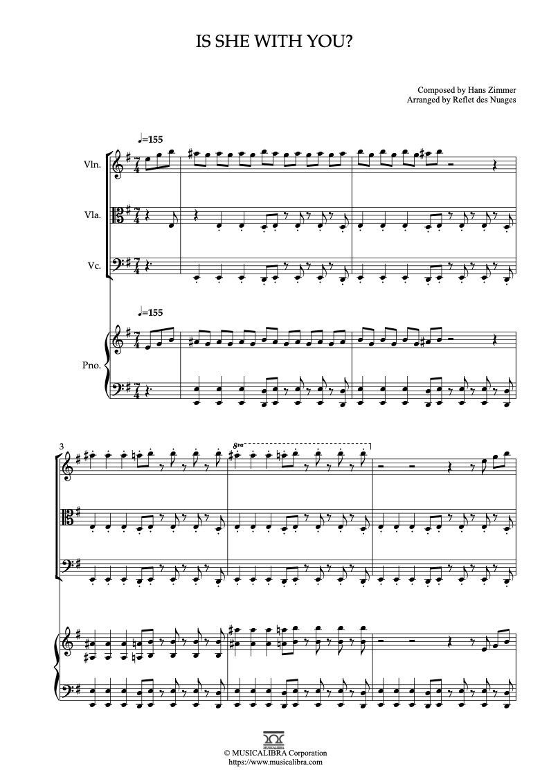 Wonder Woman Theme Is She With You? 四重奏 乐谱 - 小提琴, 中提琴, 大提琴, 钢琴