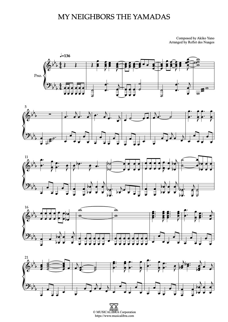 My Neighbors the Yamadas 钢琴 独奏 乐谱