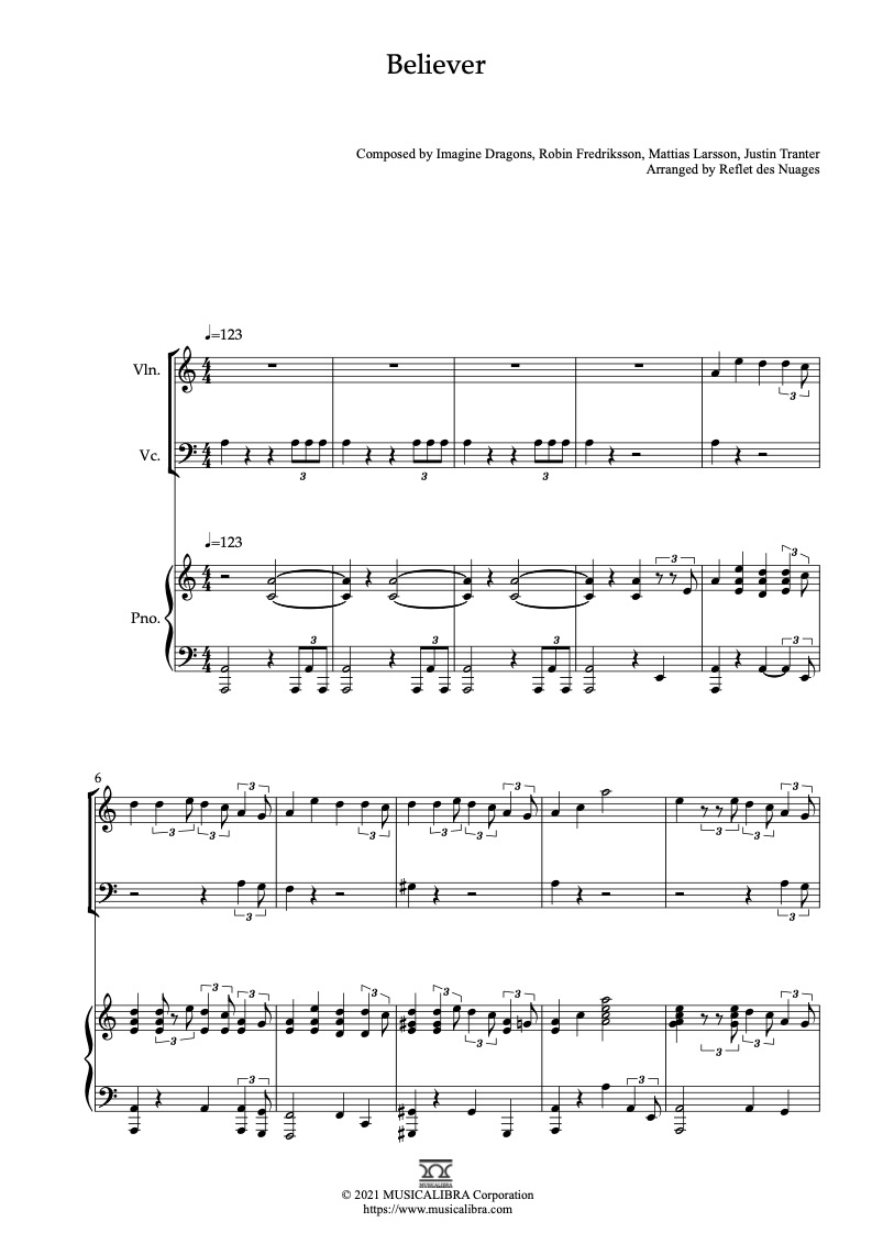 Imagine Dragons  Believer with Piano (Music Sheet) - Play with