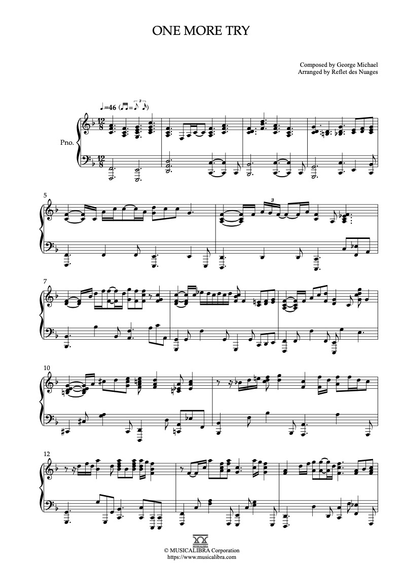 George Michael One More Try 钢琴 独奏 乐谱