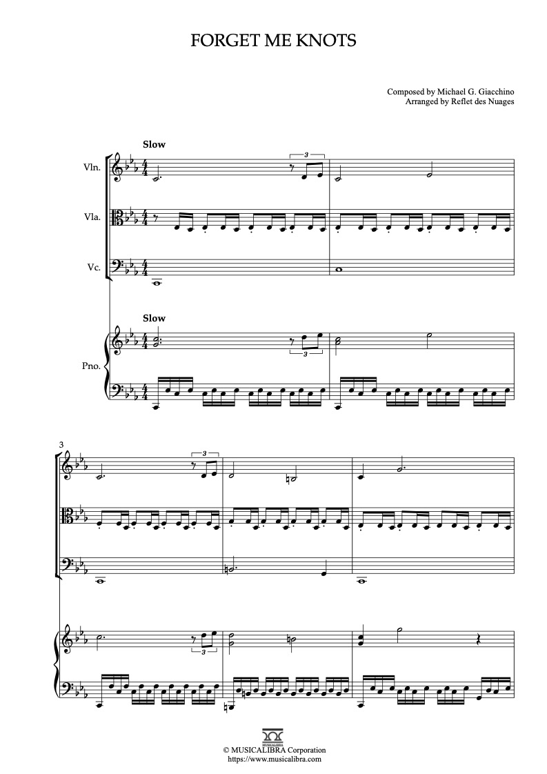 Spider Man: No Way Home Forget Me Knots 四重奏 乐谱 - 小提琴, 中提琴, 大提琴, 钢琴