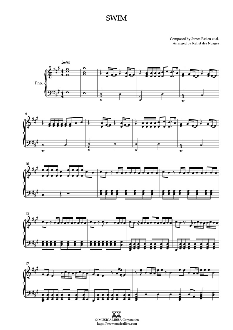 BTS SWIM ピアノソロ 編曲 楽譜