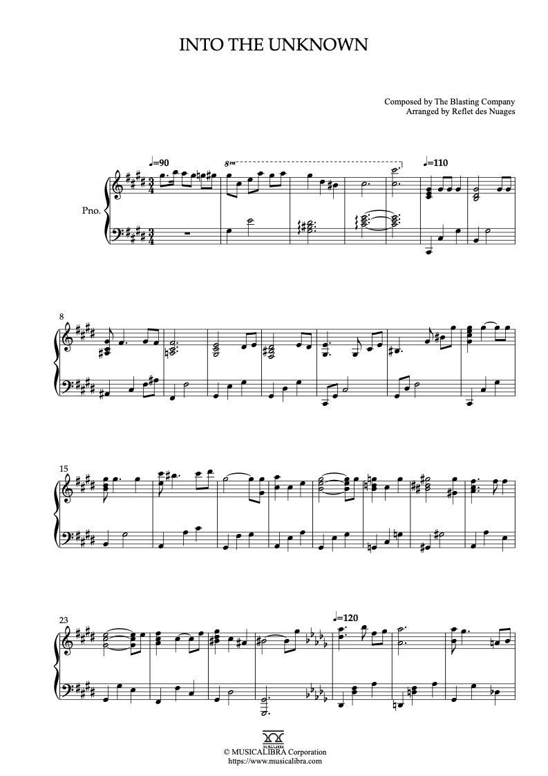 Over the Garden Wall Into the Unknown ピアノソロ 編曲 楽譜