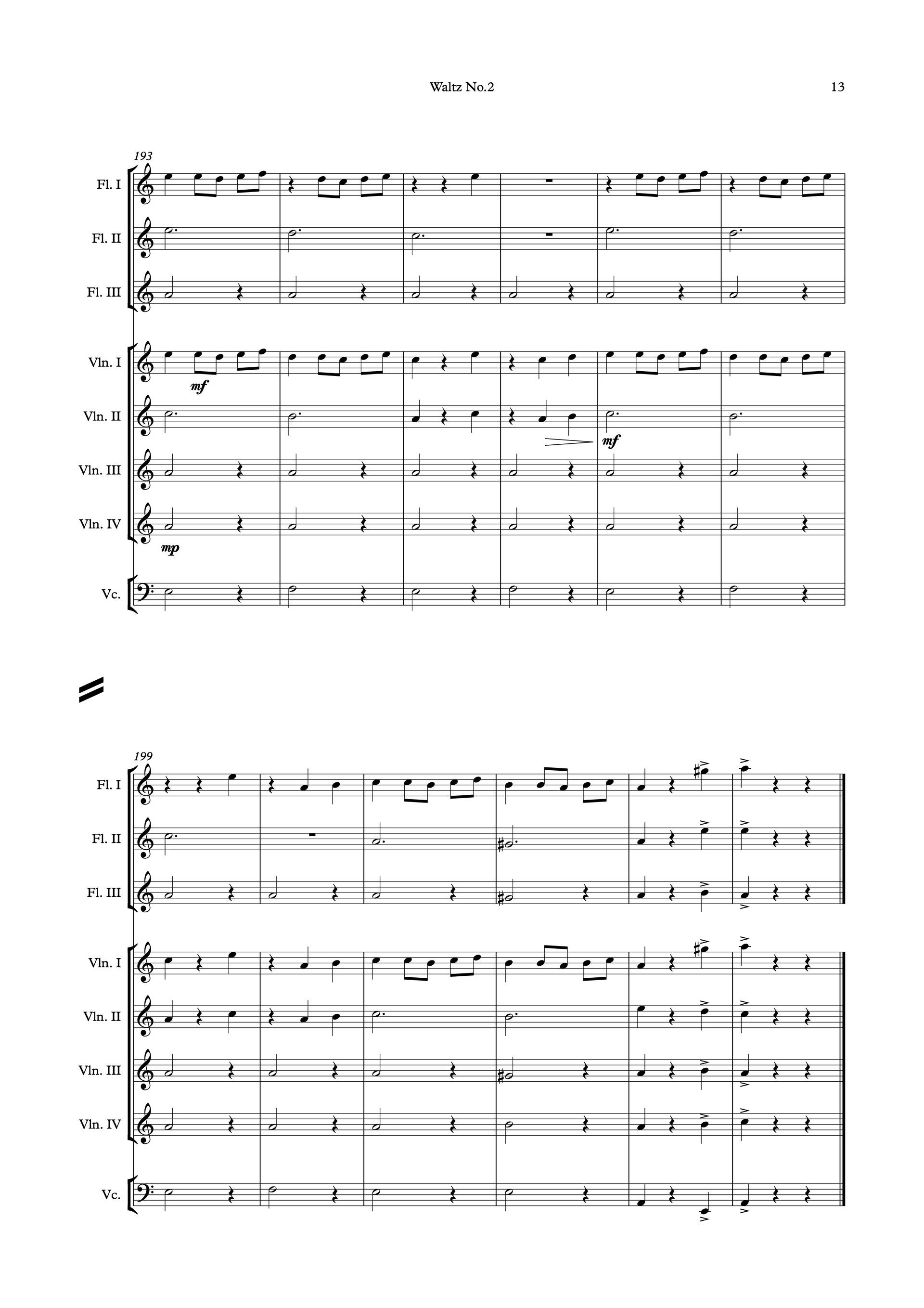 Sheet music of Shostakovich's Waltz No. 2 arranged for school band preview page 13