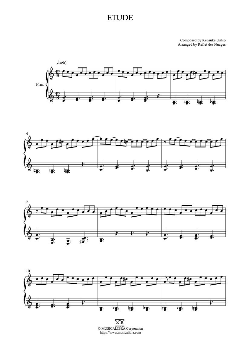 Sheet music of Liz and the Blue Bird Etude arranged for piano solo preview page 1