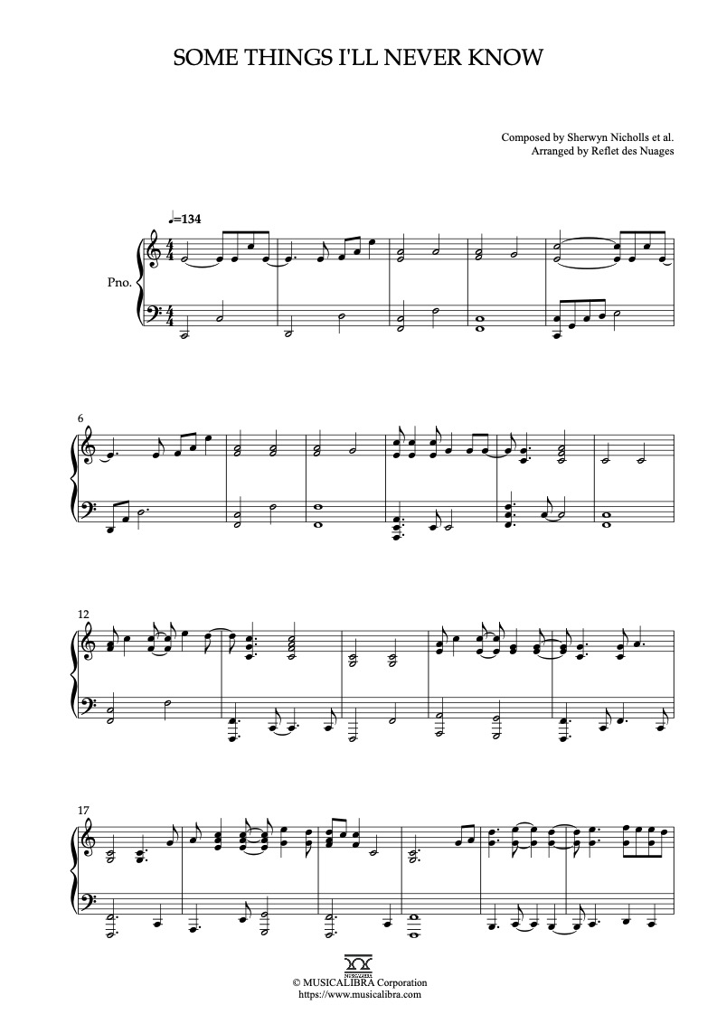 Sheet music of Teddy Swims Some Things I'll Never Know arranged for piano solo preview page 1