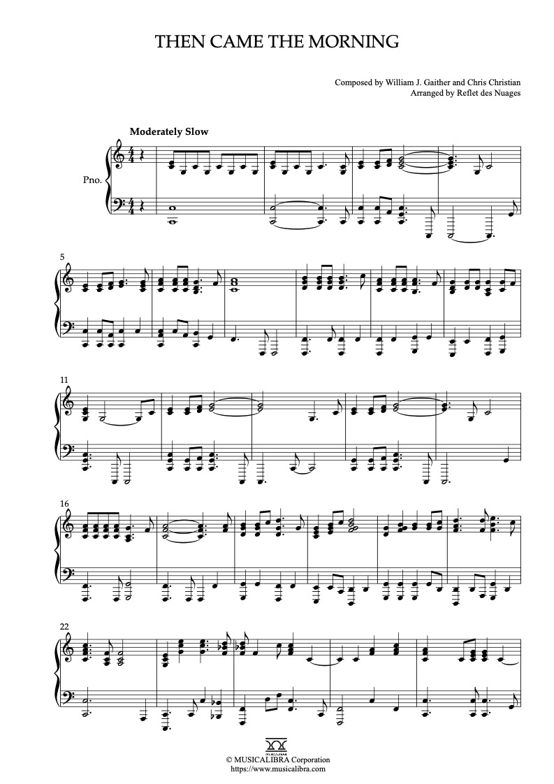 [PIANO SOLO SHEET MUSIC] Then Came the Morning : Musicalibra