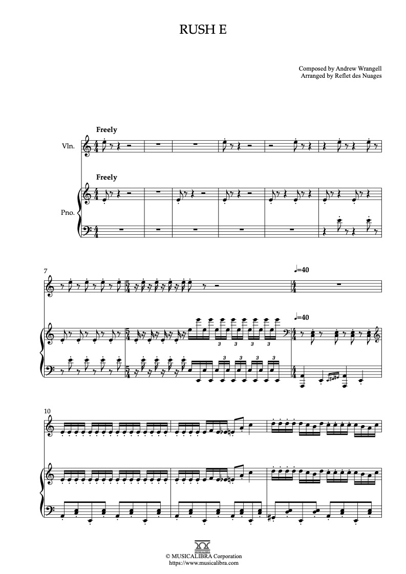 Sheet Music Boss Rush E 二重奏 乐谱 - 小提琴, 钢琴