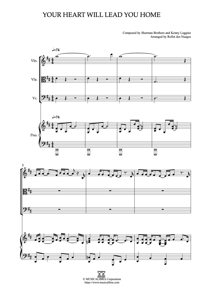 Sheet music of Invitation to Enchantment arranged for violin, viola, cello and piano quartet chamber ensemble preview page 1