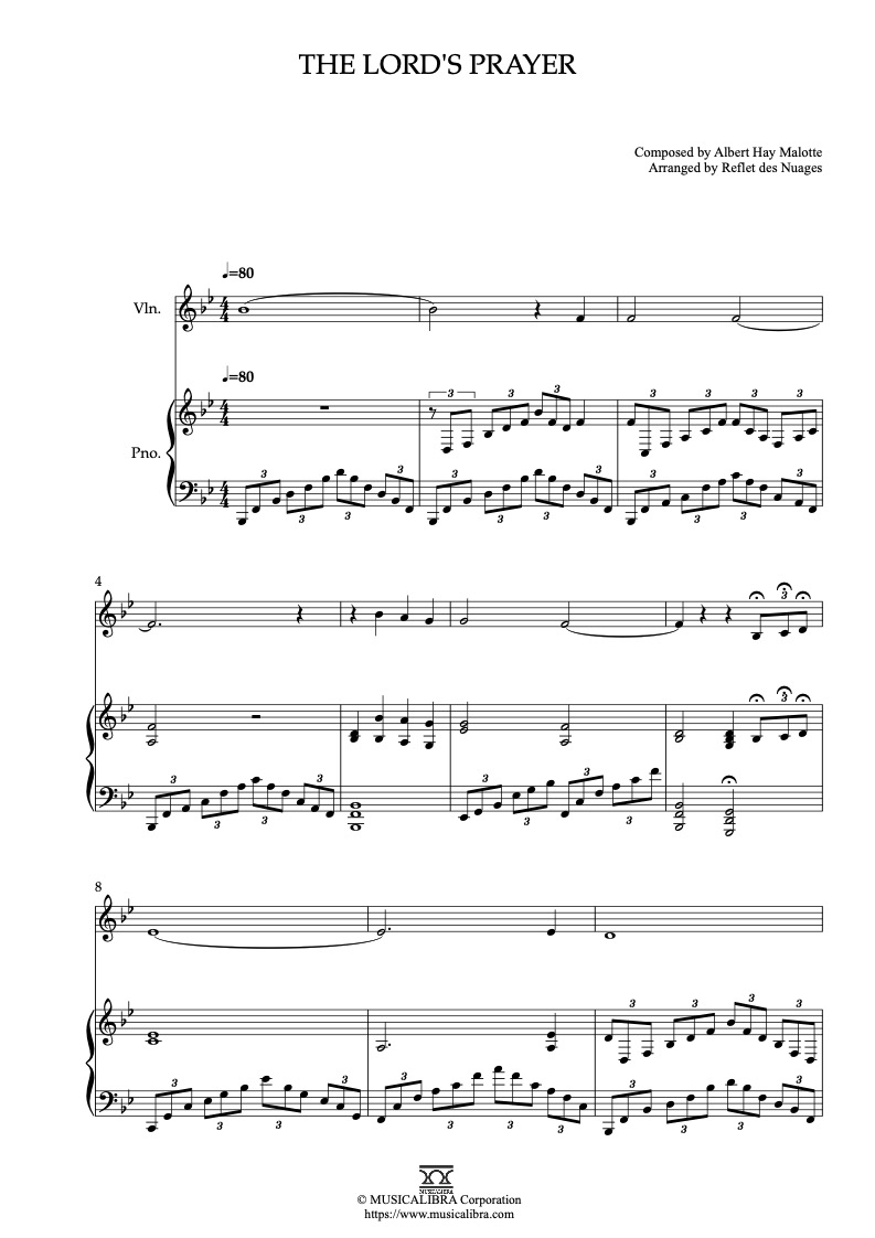 The Lord's Prayer 피아노 편곡 악보
