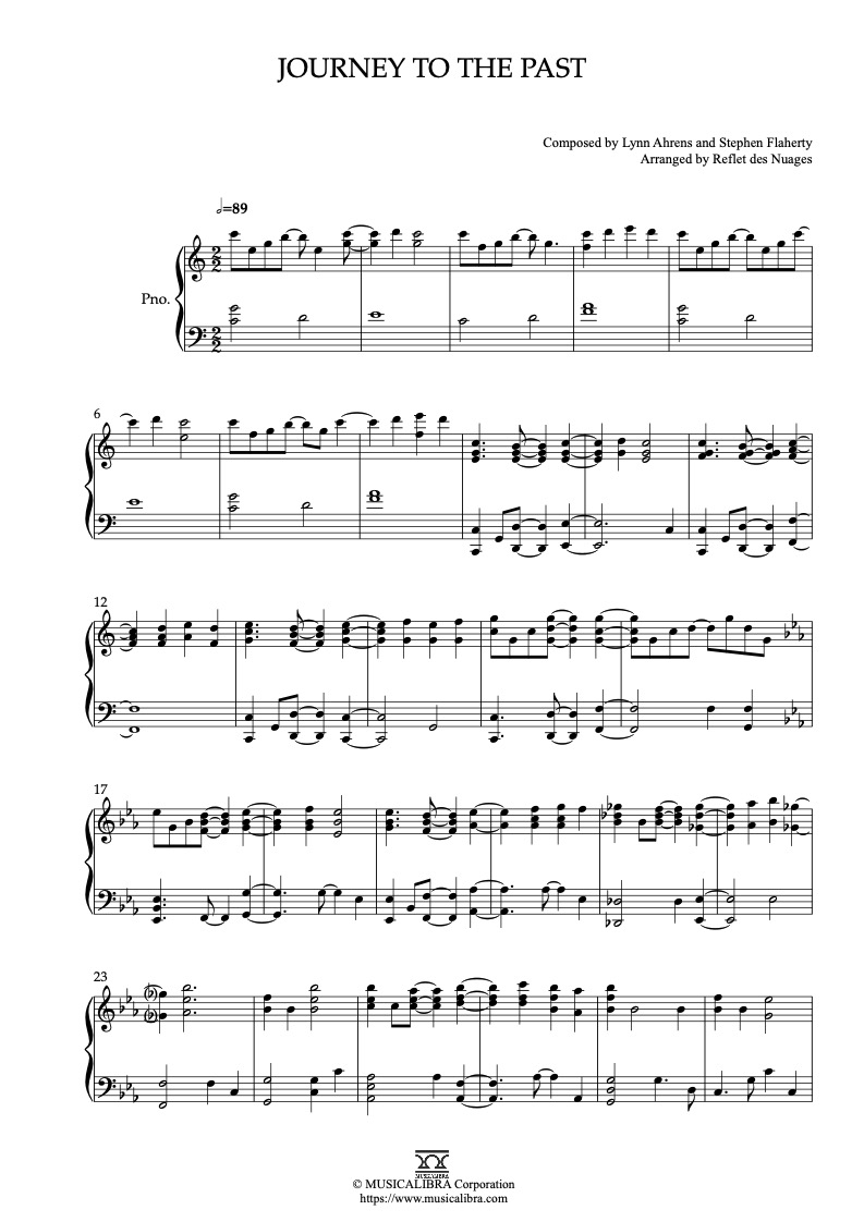 Anastasia Journey to the Past 钢琴 独奏 乐谱