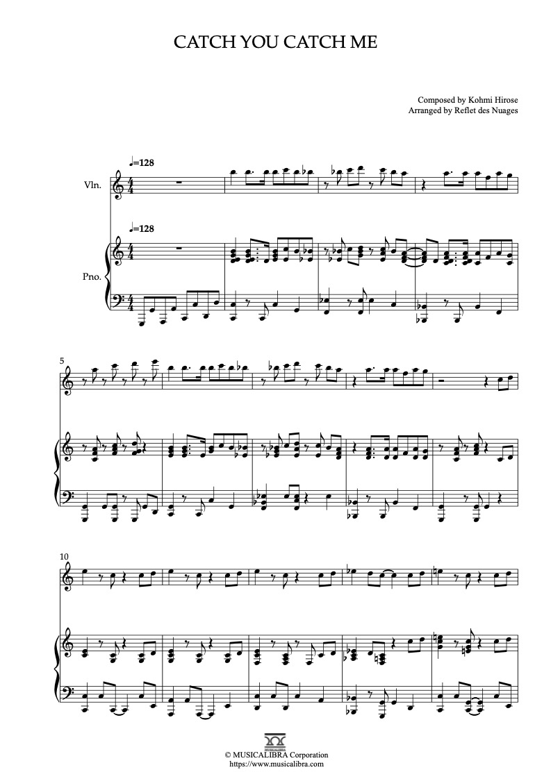 [duet Sheet Music] Catch You Catch Me Cardcaptor Sakura Theme Violin