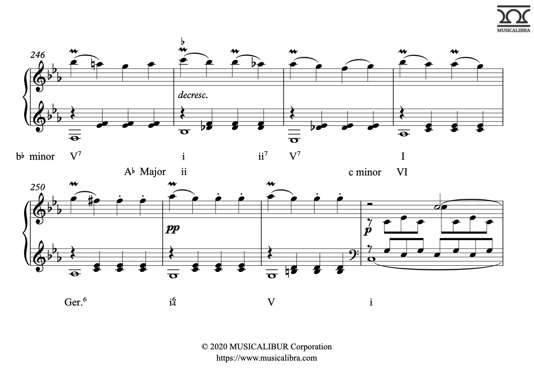Answer of Harmonic Analysis Quiz about Augmented 6th Chord. Ger 6