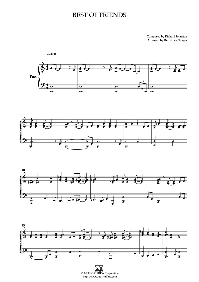 The Fox and the Hound Best of Friends ピアノソロ 編曲 楽譜