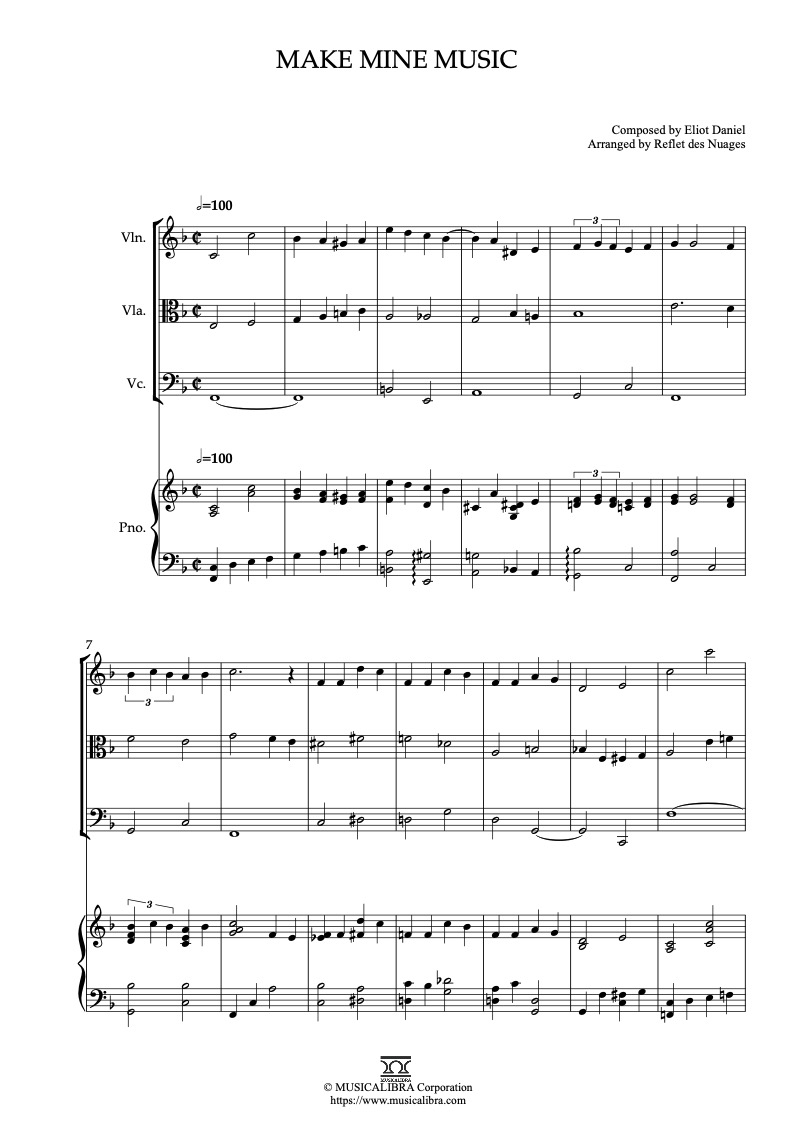 Make Mine Music 四重奏 乐谱 - 小提琴, 中提琴, 大提琴, 钢琴