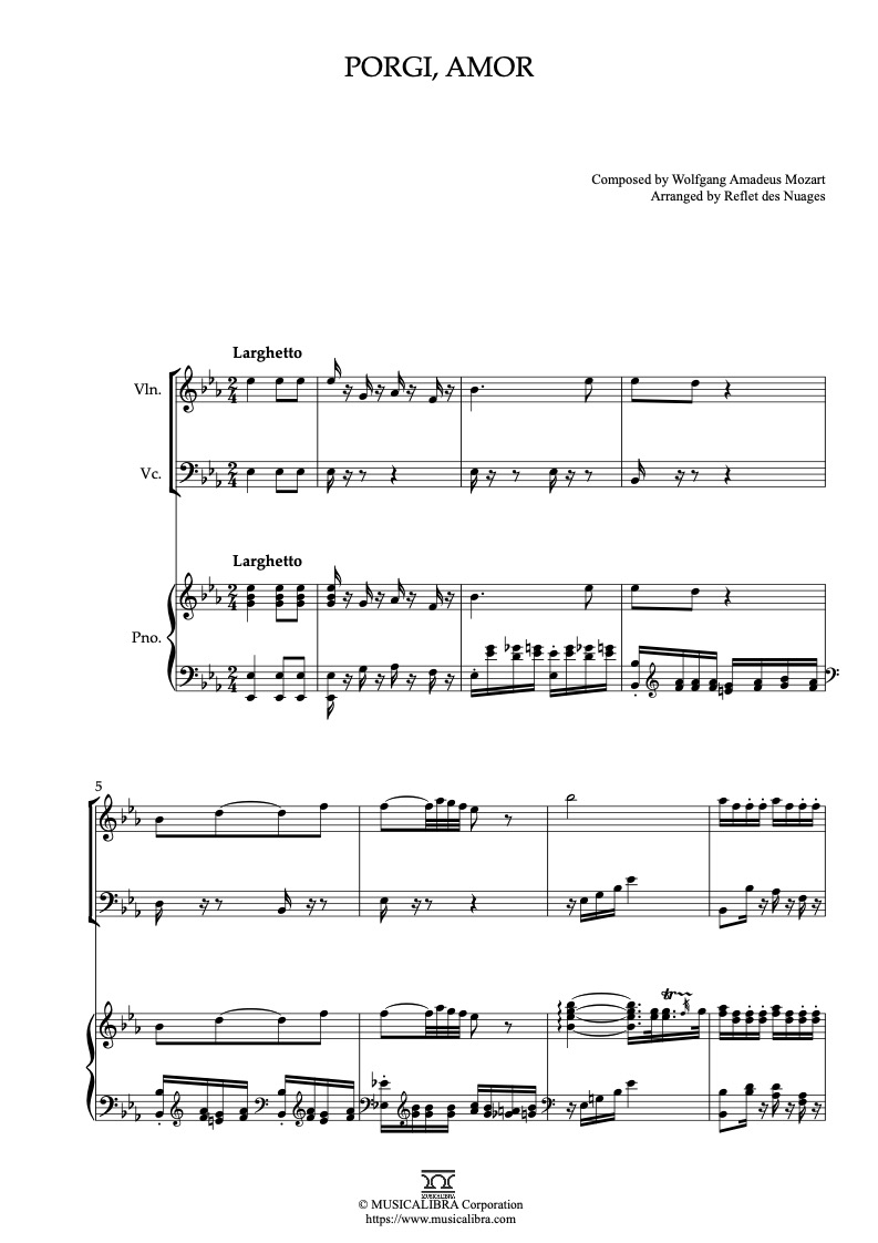[TRIO 楽譜] Porgi, amor - ヴァイオリン、チェロ、ピアノトリオ 室内楽 アンサンブル : MUSICALIBRA JAPAN